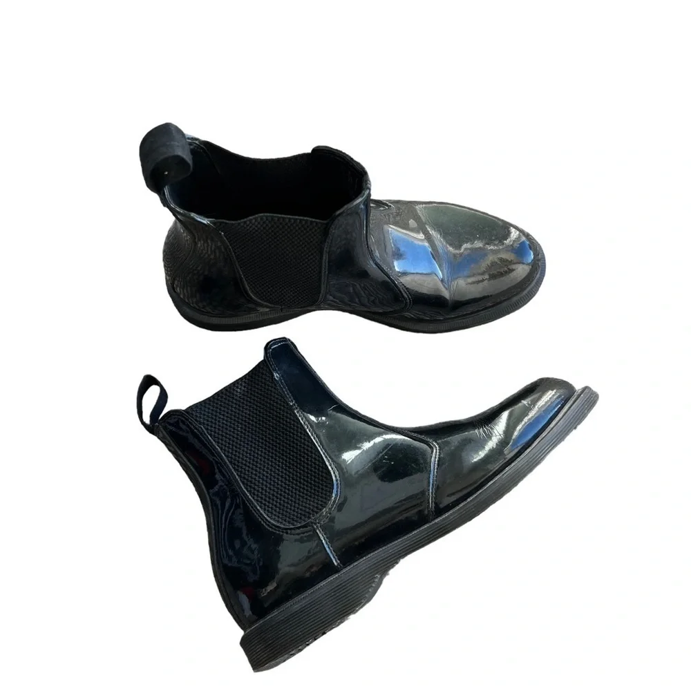 Dr. Martens - Faun Black Patent Leather Slip On Chelsea Boot Sz 9